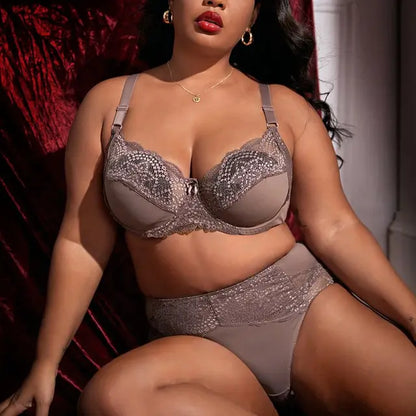 Floral Plus Size Bra Set Ultra Thin lingerie plus size Luxurious Weddings