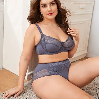 Floral Plus Size Bra Set Ultra Thin lingerie plus size Luxurious Weddings
