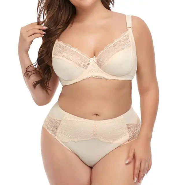 Floral Plus Size Bra Set Ultra Thin lingerie plus size Luxurious Weddings