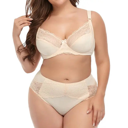 Floral Plus Size Bra Set Ultra Thin lingerie plus size Luxurious Weddings