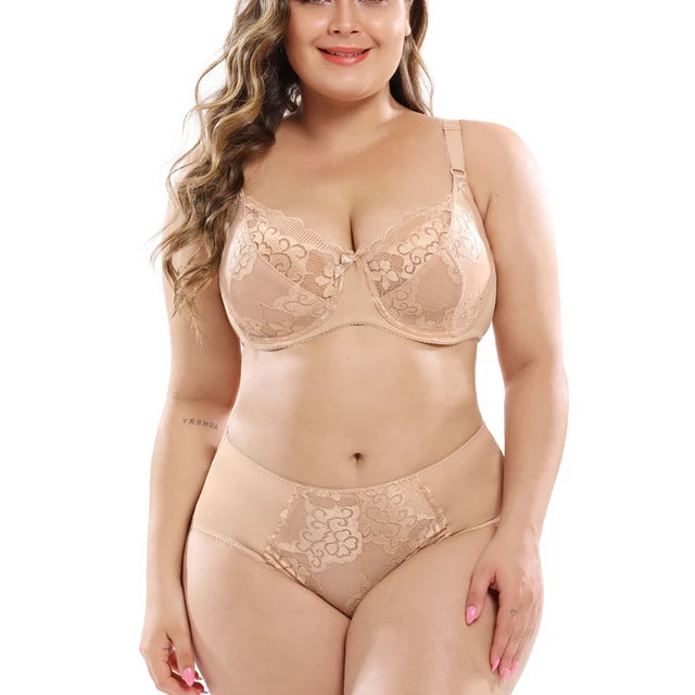 Plus Size Floral Bra and Underwear Set Lingerie plus size Luxurious Weddings