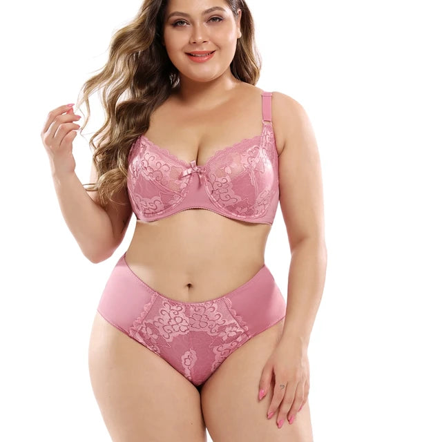 Plus Size Floral Bra and Underwear Set Lingerie plus size Luxurious Weddings