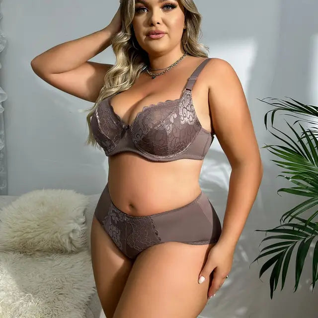 Plus Size Floral Bra and Underwear Set Lingerie plus size Luxurious Weddings