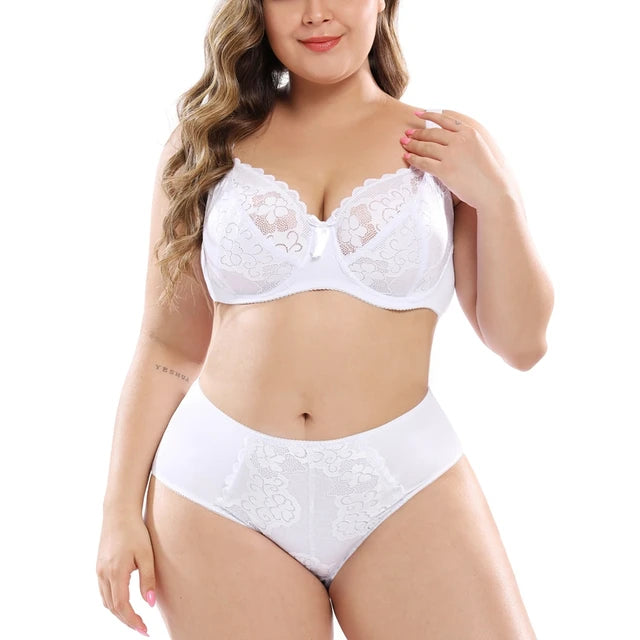 Plus Size Floral Bra and Underwear Set Lingerie plus size Luxurious Weddings