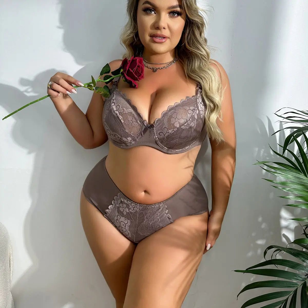 Plus Size Floral Bra and Underwear Set Lingerie plus size Luxurious Weddings