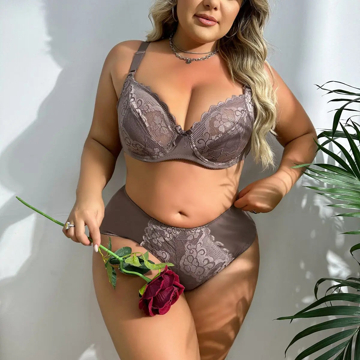 Plus Size Floral Bra and Underwear Set Lingerie plus size Luxurious Weddings