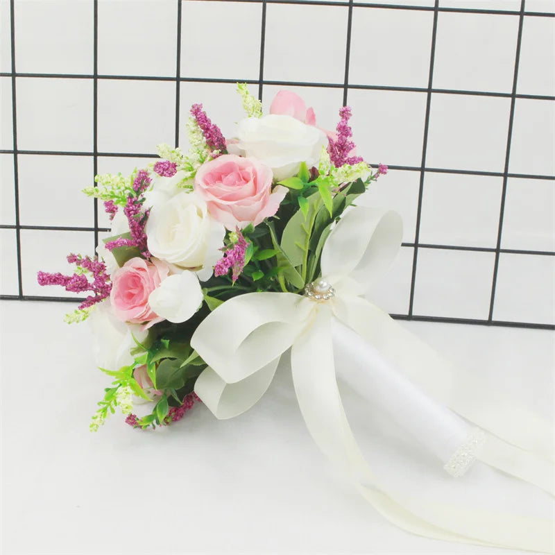Bridal Bridesmaid Wedding Bouquet Handmade Artificial Rose Silk Flowers Silk Rose Bouquet Luxurious Weddings