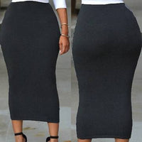 Solid color elastic waistband medium length skirt mid length skirt Luxurious Weddings