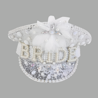White Imitation Pearl Bridal Bachelorette Hat