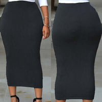 Solid color elastic waistband medium length skirt mid length skirt Luxurious Weddings