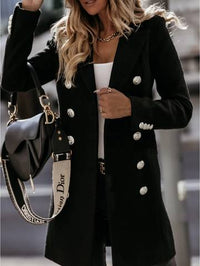 Long sleeved Suit Collar Double breasted Coat Women's Coat Luxurious Weddings