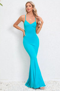 Crisscross Spaghetti Strap Fishtail Dress Maxi dress Luxurious Weddings