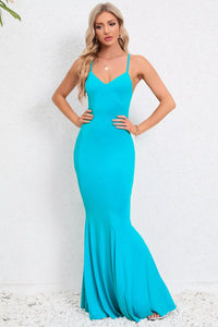 Crisscross Spaghetti Strap Fishtail Dress Maxi dress Luxurious Weddings