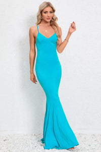 Crisscross Spaghetti Strap Fishtail Dress Maxi dress Luxurious Weddings
