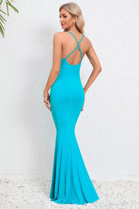 Crisscross Spaghetti Strap Fishtail Dress Maxi dress Luxurious Weddings