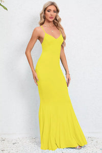 Crisscross Spaghetti Strap Fishtail Dress Maxi dress Luxurious Weddings