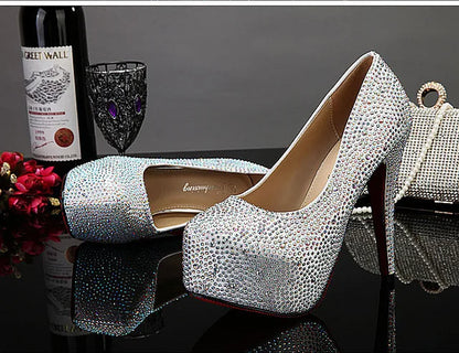 Crystal Pumps Platform High Heels Wedding Shoes rhinestone pumps Luxurious Weddings