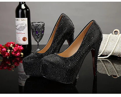 Crystal Pumps Platform High Heels Wedding Shoes rhinestone pumps Luxurious Weddings