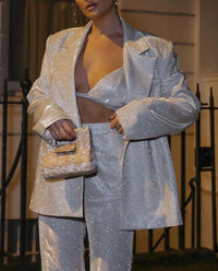 Sparkling Instagram Glitter Suit 3piece set Women's Suits Luxurious Weddings