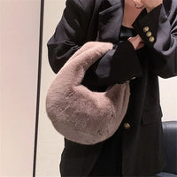 Fur Women's Small Half Bag Short Handle Clutch Handbags Luxurious Weddings