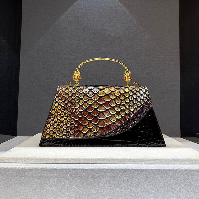 Snake grain leather trapezoid bag Handbags Luxurious Weddings
