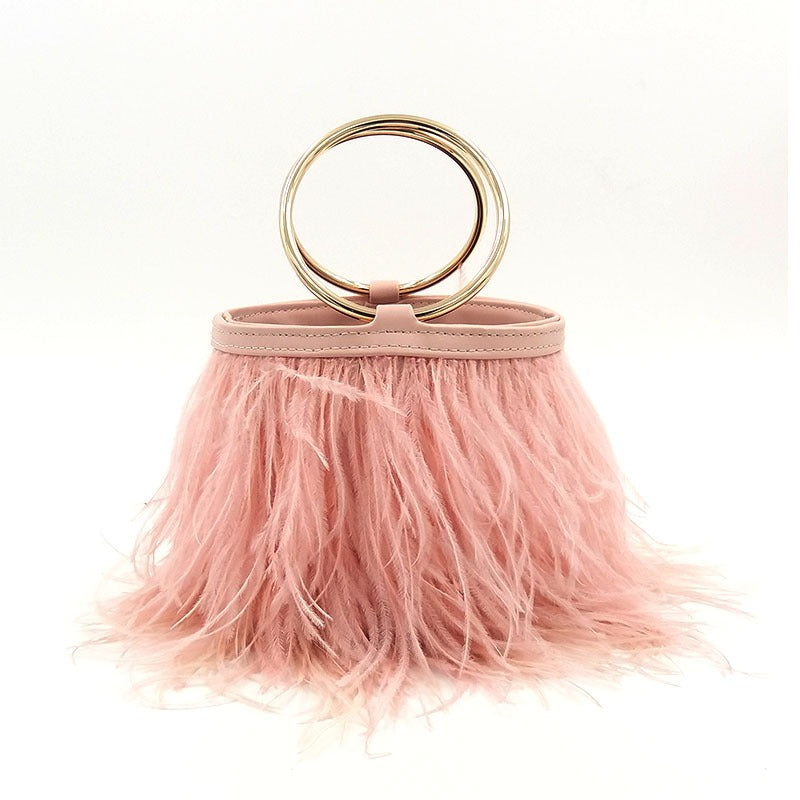 portable chain bag imported ostrich feather Handbags Luxurious Weddings