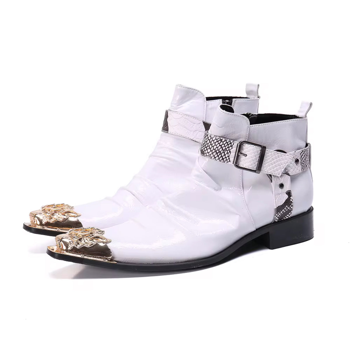 Men’s Gold Steel Toe & Buckle Leather boots