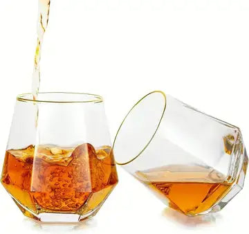 Gold-Rimmed Diamond-Shaped Whiskey Glasses Set of 2 whisky glasses Luxurious Weddings