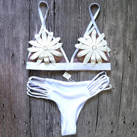 Two pieces Swimsuit Sexy 3D Floral Swimwear Bikinis Set Swimwear Luxurious Weddings