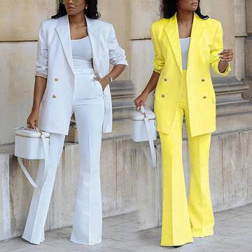 Casual Slim Long Suit Wide Leg Pants Suit Two-Piece Suit Luxurious Weddings