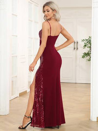 Deep V Neck Spaghetti Straps Split A Line Evening Dresses Evening Dress Luxurious Weddings