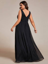 Plus Glittery Floor Length V-Neck Sleeveless Evening Dress Evening Dress Luxurious Weddings