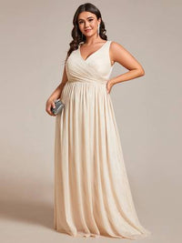 Plus Glittery Floor Length V-Neck Sleeveless Evening Dress Evening Dress Luxurious Weddings