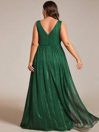 Plus Glittery Floor Length V-Neck Sleeveless Evening Dress Evening Dress Luxurious Weddings
