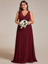 Plus Glittery Pleated Empire Waist Sleeveless Formal Evening Dress Evening Dress Luxurious Weddings
