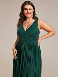 Plus Glittery Pleated Empire Waist Sleeveless Formal Evening Dress Evening Dress Luxurious Weddings