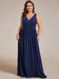 Plus Glittery Pleated Empire Waist Sleeveless Formal Evening Dress Evening Dress Luxurious Weddings