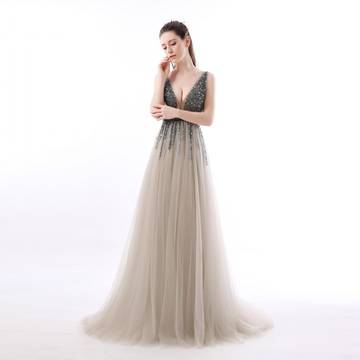 Natalie Side Split Backless Gown prom dress Luxurious Weddings