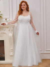 Simple Tulle Wedding Dress with Long Sleeves Dresses Luxurious Weddings