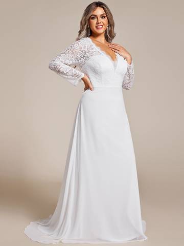 Hollow Lace V Neck Wedding Dresses Wedding Dress Luxurious Weddings