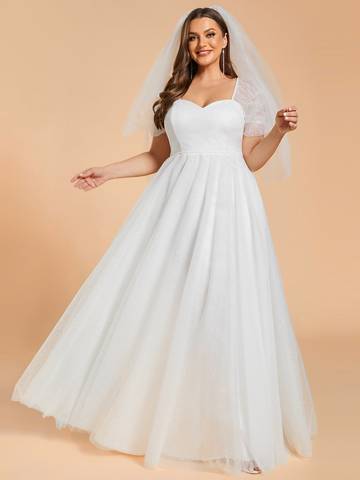 Plus Size Sweetheart Simple Wedding Dress with Puff Sleeves Wedding Dress Luxurious Weddings
