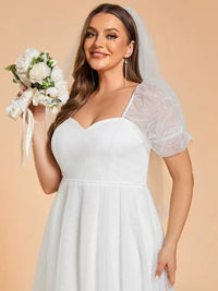 Plus Size Sweetheart Simple Wedding Dress with Puff Sleeves Wedding Dress Luxurious Weddings