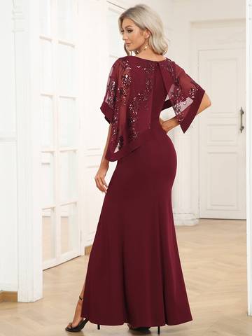 Floor Length Side Split Mother of Bridesmaids Dress Mother of Bridesmaids Luxurious Weddings