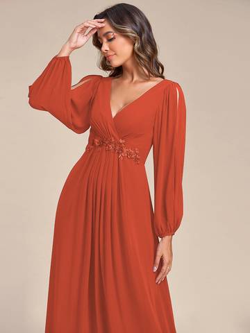 Floor Length Long Lantern Sleeves Formal Dresses Evening Dress Luxurious Weddings