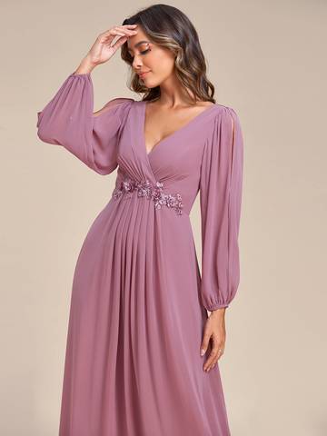 Floor Length Long Lantern Sleeves Formal Dresses Evening Dress Luxurious Weddings