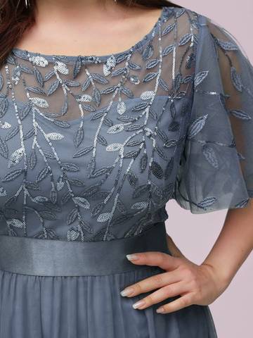 Sequin Print Floor-length Evening Dresses with Cap Sleeve Bridesmaid Dresses Luxurious Weddings