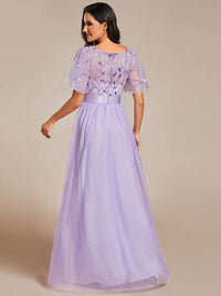 Sequin Print Floor-length Evening Dresses with Cap Sleeve Bridesmaid Dresses Luxurious Weddings