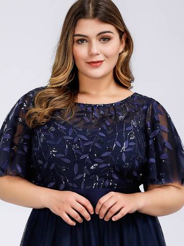 Sequin Print Floor-length Evening Dresses with Cap Sleeve Bridesmaid Dresses Luxurious Weddings