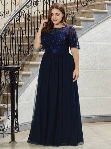 Sequin Print Floor-length Evening Dresses with Cap Sleeve Bridesmaid Dresses Luxurious Weddings