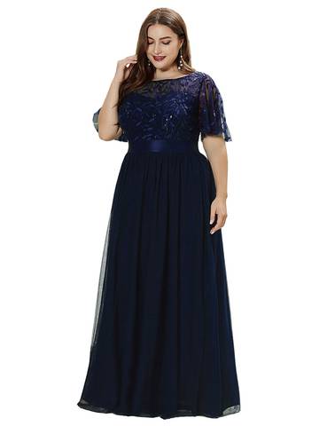 Sequin Print Floor-length Evening Dresses with Cap Sleeve Bridesmaid Dresses Luxurious Weddings